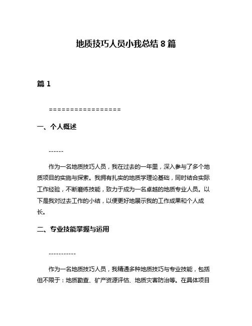 地质技巧人员小我总结8篇