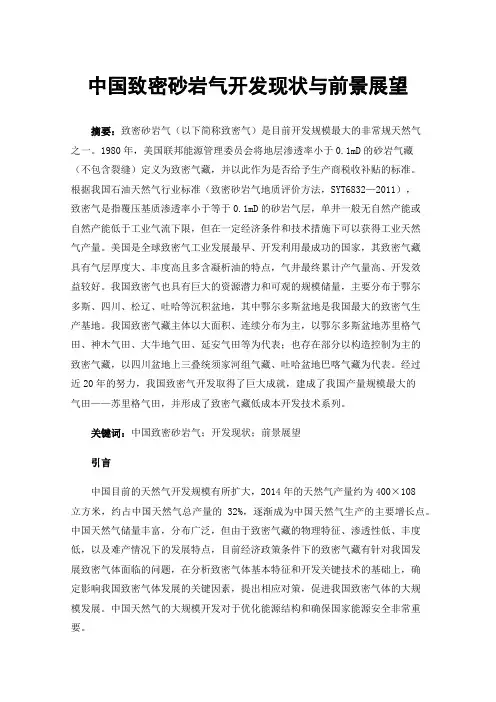 中国致密砂岩气开发现状与前景展望