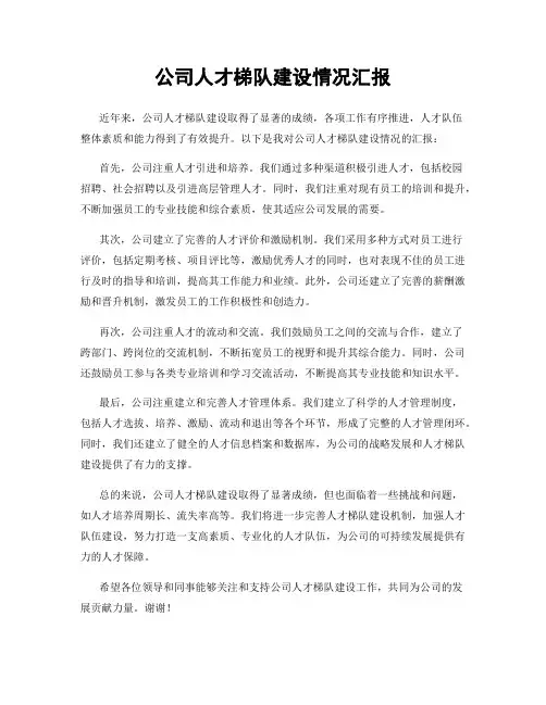 公司人才梯队建设情况汇报