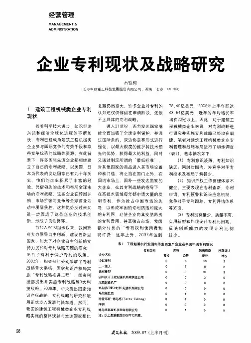 企业专利现状及战略研究