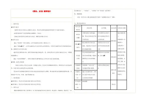 八年级政治上册 第三课第二框(男生 女生)教案3 人教新课标版 教案