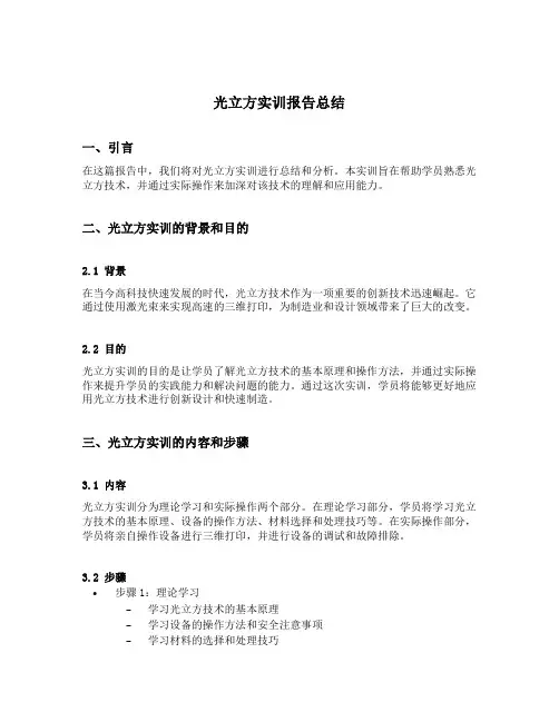 光立方实训报告总结