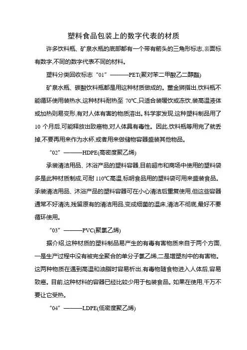 塑料食品包装上的数字代表的材质