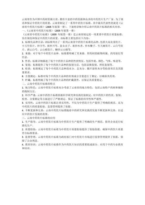云南中药饮片标准