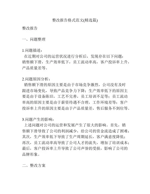 整改报告格式范文(精选篇)