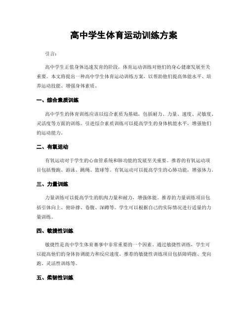 高中学生体育运动训练方案