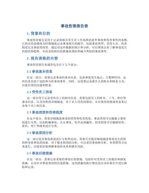 事故伤害报告表