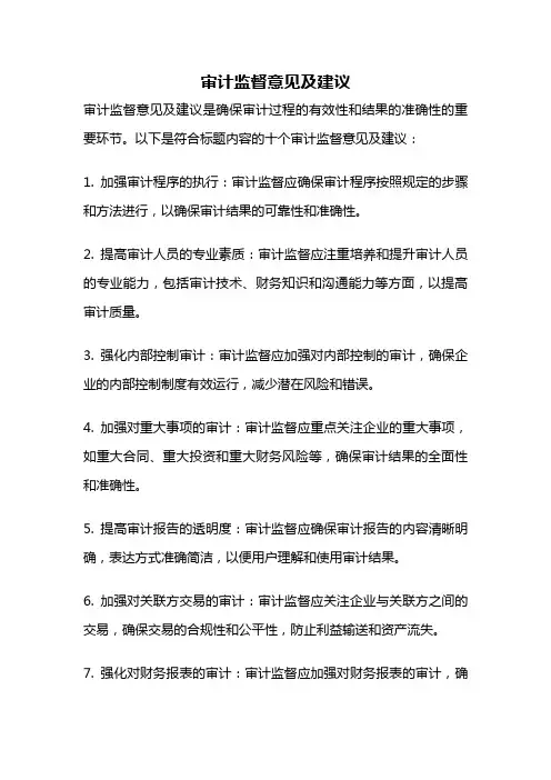 审计监督意见及建议