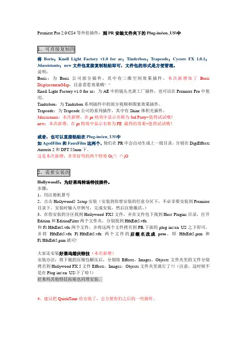 PR插件安装说明