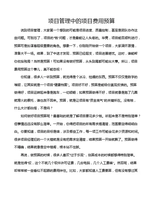 项目管理中的项目费用预算