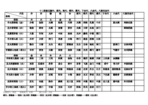 十二经脉五腧穴2