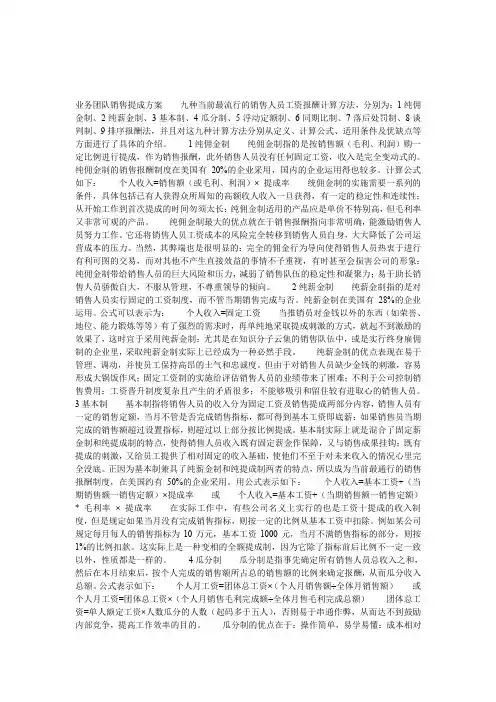 9种提成方案