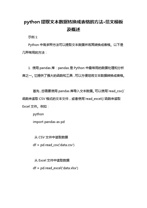 python提取文本数据转换成表格的方法-概述说明以及解释