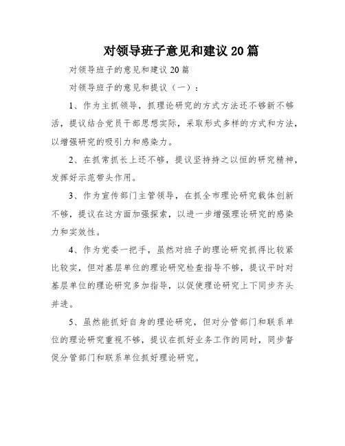 对领导班子意见和建议20篇