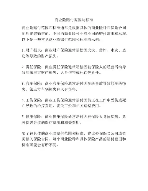 商业险赔付范围与标准