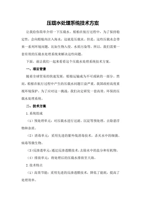 压载水处理系统技术方案