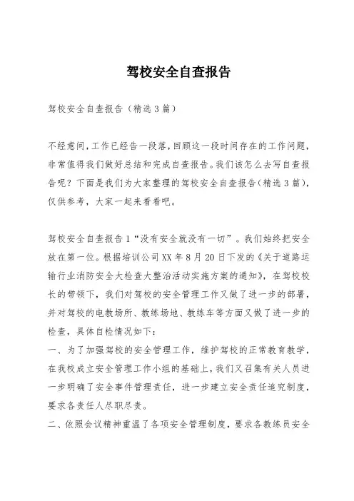 驾校安全自查报告