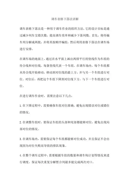 调车表格下落法讲解