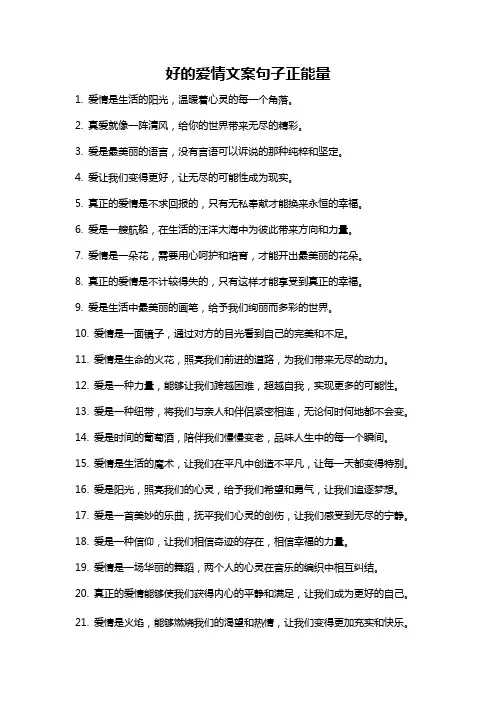 好的爱情文案句子正能量