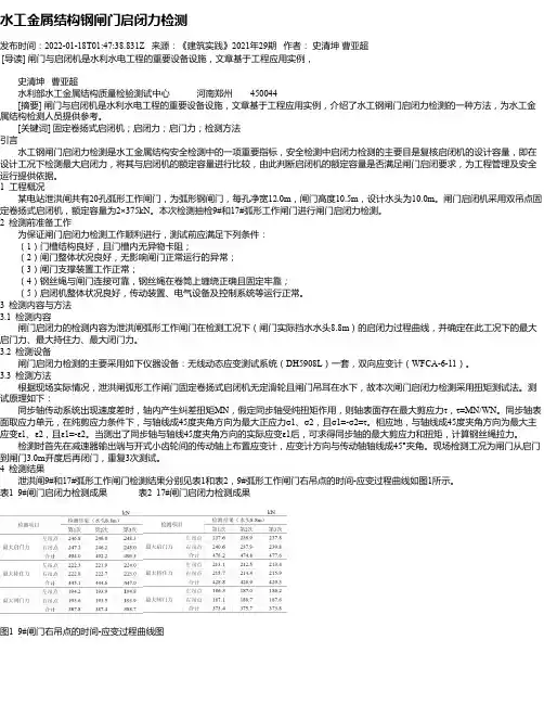 水工金属结构钢闸门启闭力检测