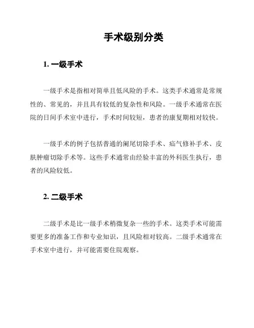 手术级别分类