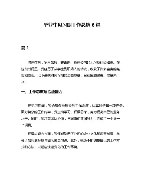 毕业生见习期工作总结6篇