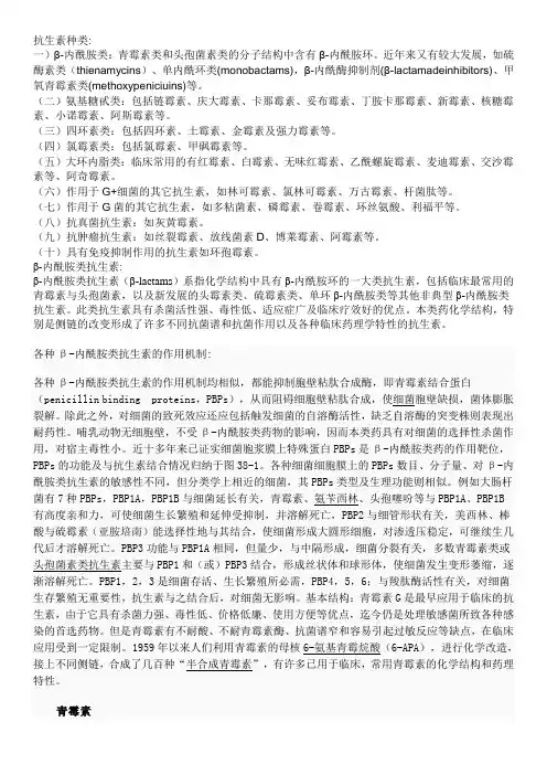抗生素种类