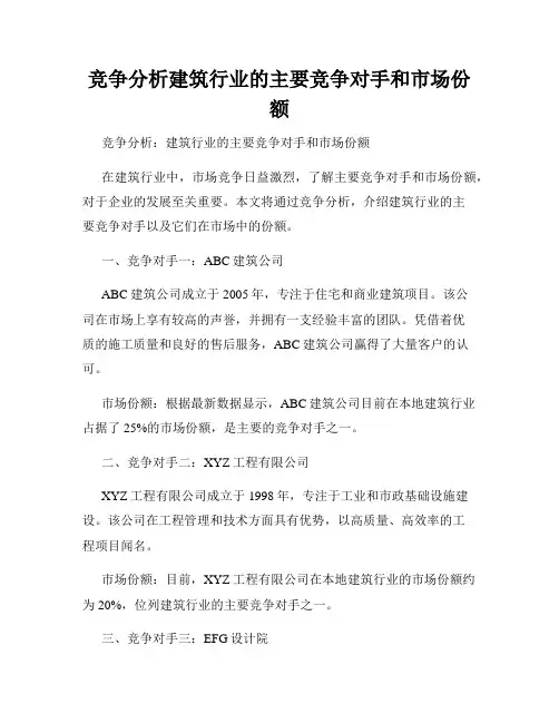 竞争分析建筑行业的主要竞争对手和市场份额