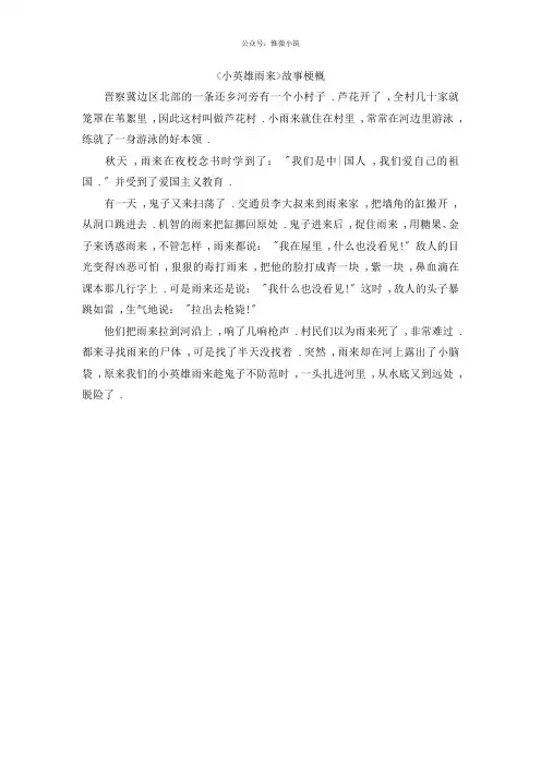 《小英雄雨来》故事梗概