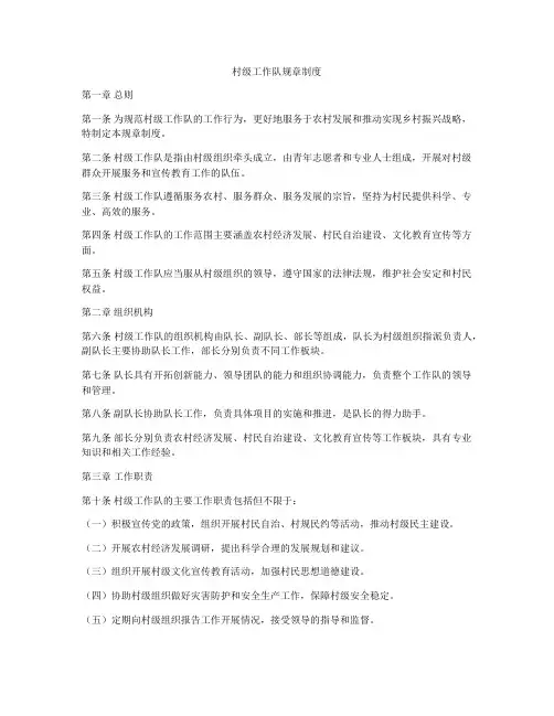 村级工作队规章制度