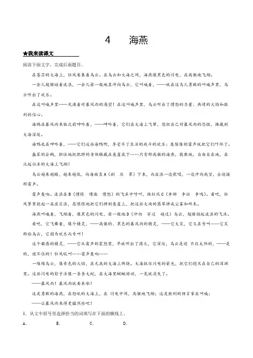 中考九年级语文下册4海燕