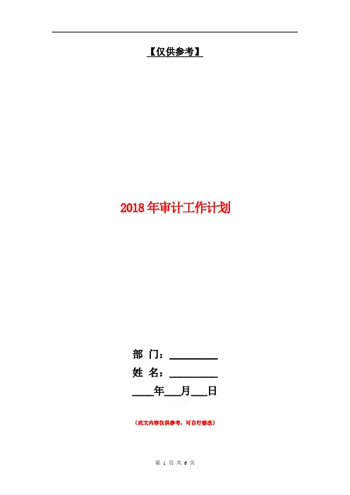 2018年审计工作计划2【最新版】