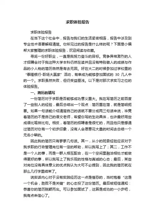 求职体验报告