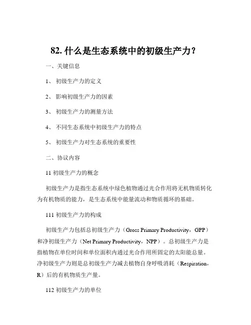 82. 什么是生态系统中的初级生产力？