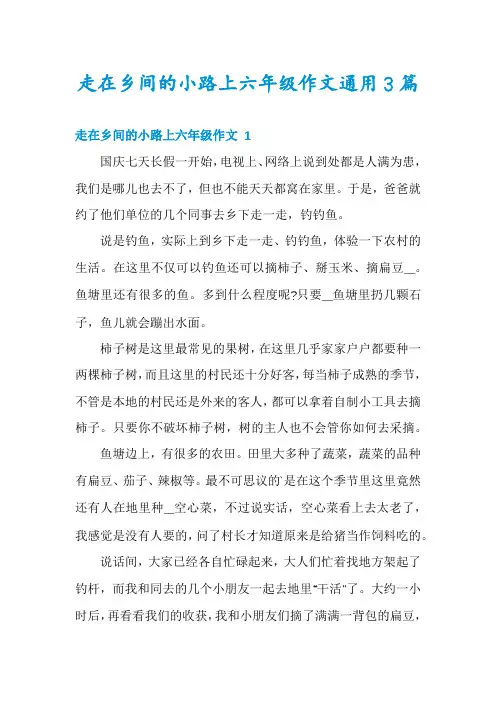 走在乡间的小路上六年级作文通用3篇