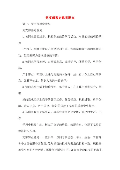 党支部鉴定意见范文