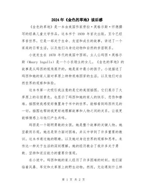2024年《金色的草地》读后感