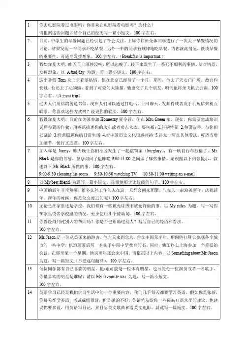 新概念二逐课写作练习