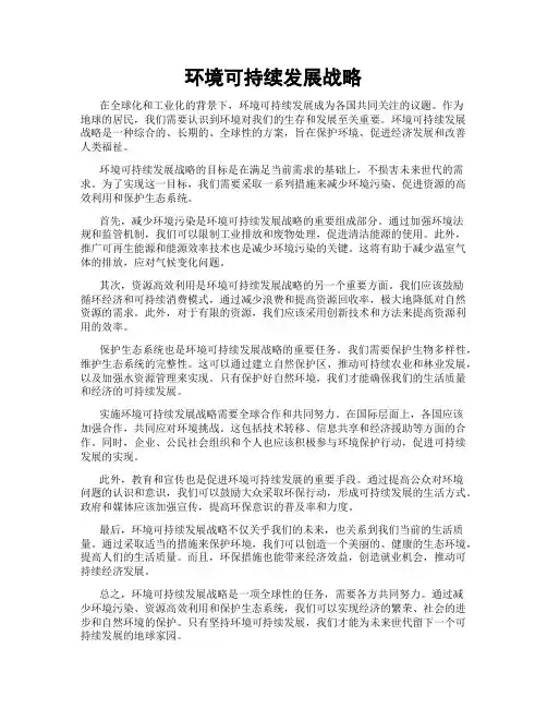 环境可持续发展战略