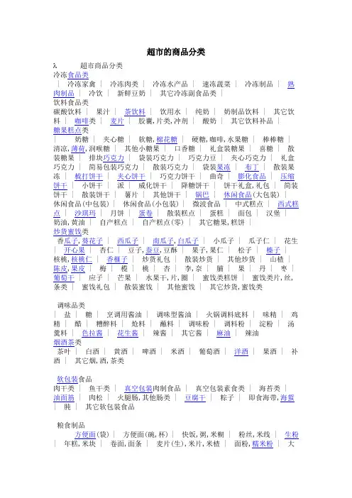 超市的商品分类