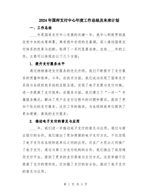 2024年国库支付中心年度工作总结及未来计划