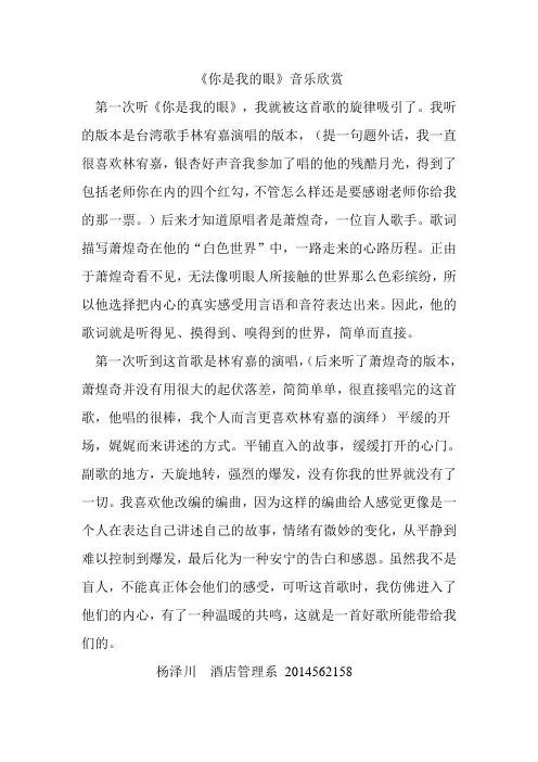 你是我的眼 音乐欣赏