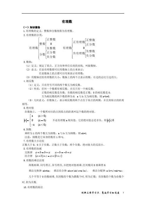 上海预初(六年级)下册数学讲义之有理数