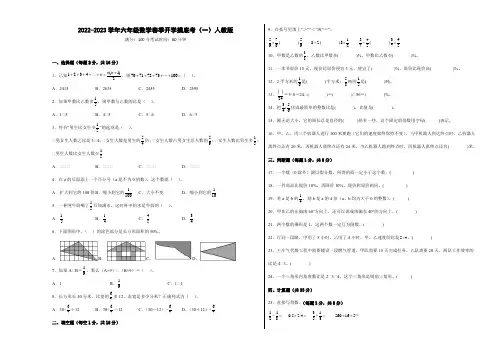 2022-2023学年六年级数学春季开学摸底考(一)人教版