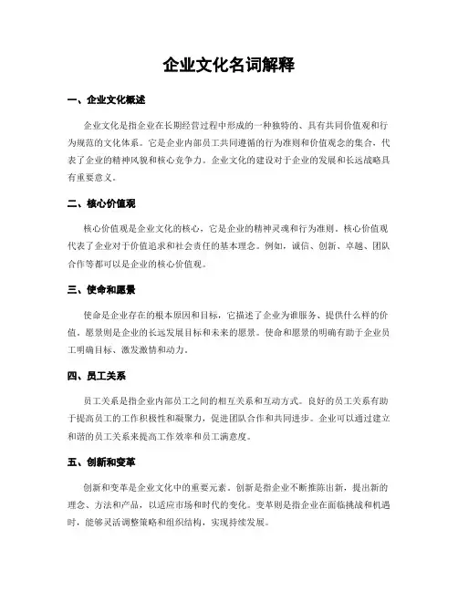 企业文化名词解释