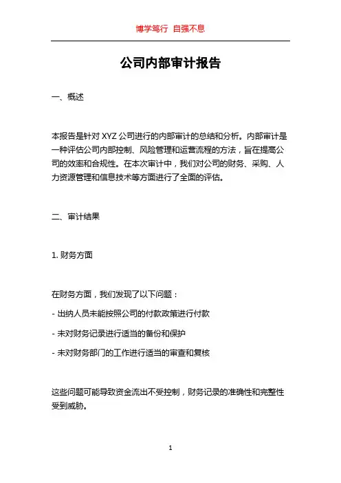 公司内部审计报告