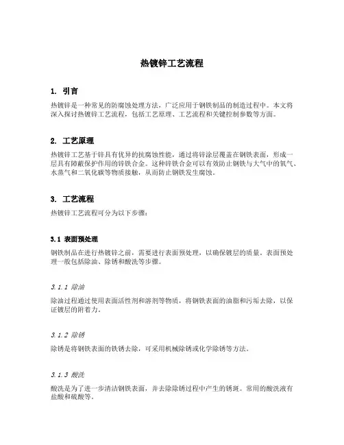 热镀锌工艺流程