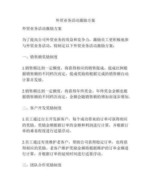 外贸业务活动激励方案