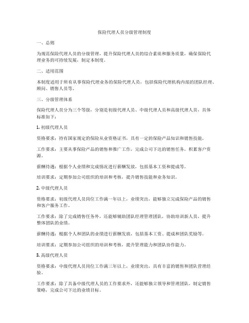 保险代理人员分级管理制度