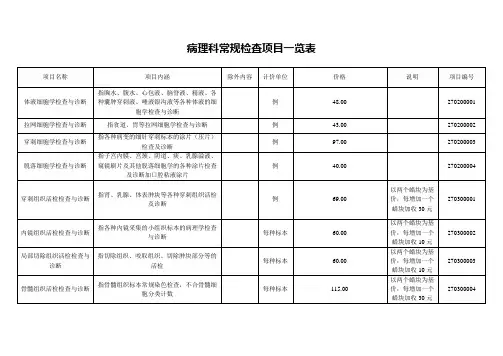 病理科常规检查项目